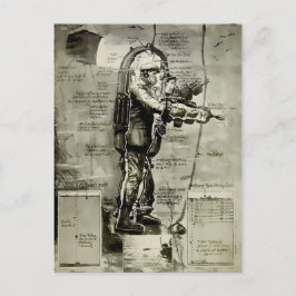 Cartão Postal Vintage Victorian Diving Suit Design
