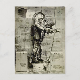 Cartão Postal Vintage Victorian Diving Suit Design