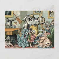 Vintage Victorian Era 1887 Caroling Cats
