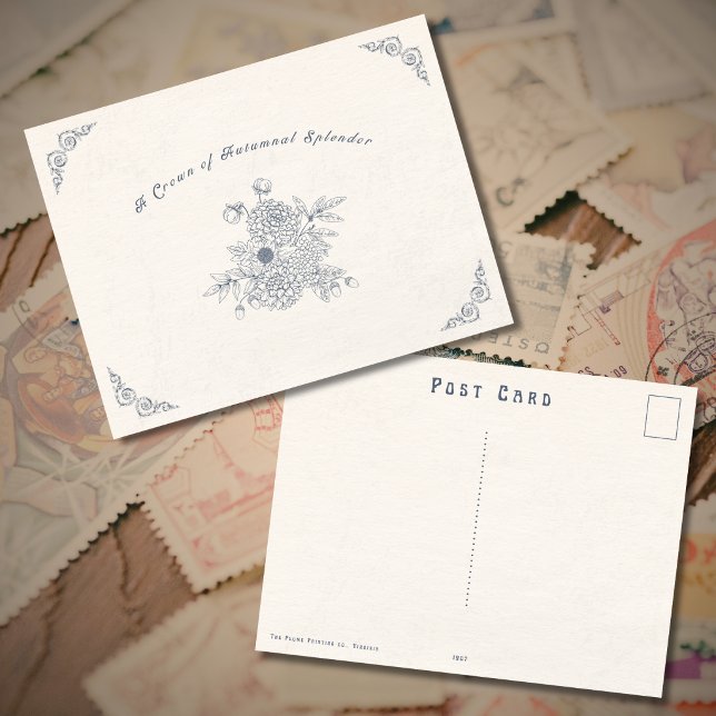 Cartão Postal Vintage Victorian Era Autumn Postcard (Victorian Era Postcard for the autumn season
)