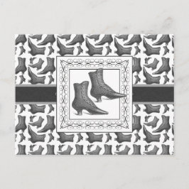 Cartão Postal Vintage Victorian Fashion Boots Padrão Elegante