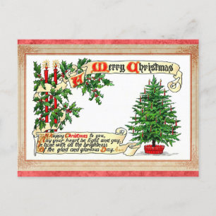 Cartão Postal Vintage Victorian Felry Árvore de Natal