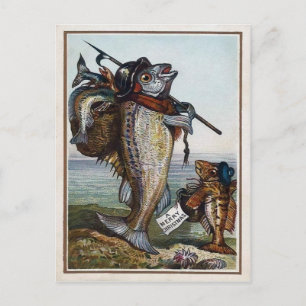 Cartão Postal Vintage Victorian Fish