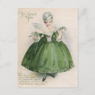 Cartão Postal Vintage Victorian Girl In Green Dia de São Patrí