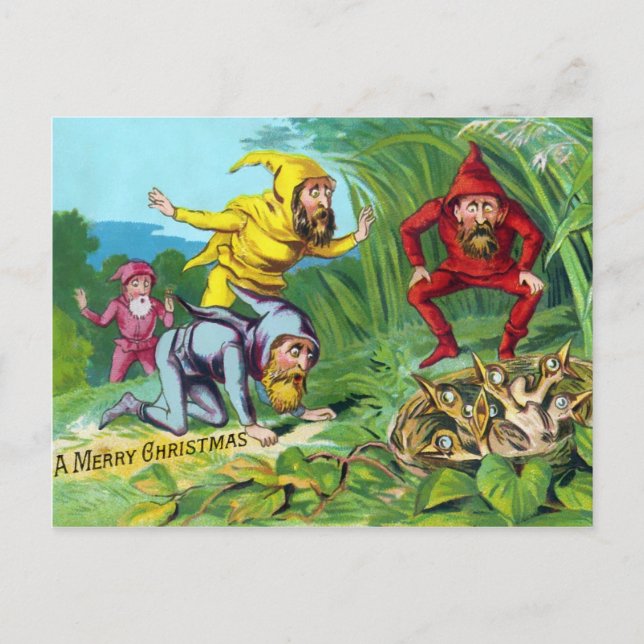 Cartão Postal Vintage Victorian Gnomos (Frente)