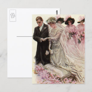 Cartão Postal Vintage Victorian Wedemony Node and Groom
