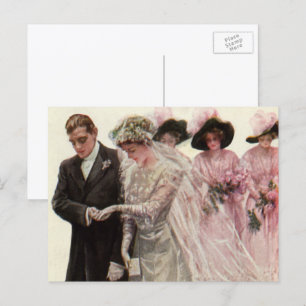 Cartão Postal Vintage Victorian Wedemony Node and Groom