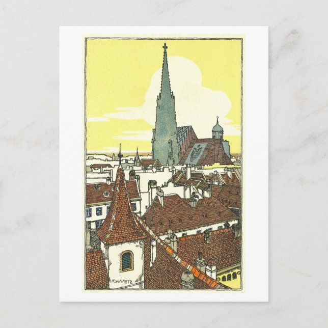 Cartão postal Vintage Viena Stefanskirche (Frente)
