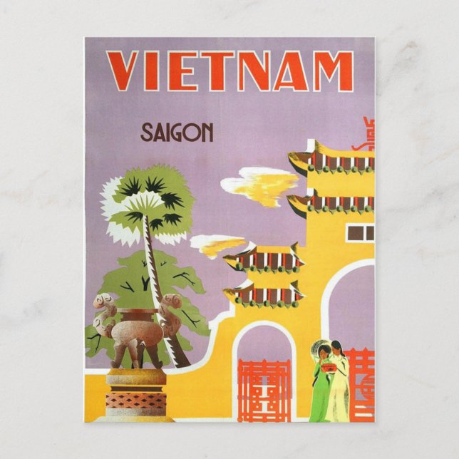 Cartão postal Vintage Vietnam Saigon Viagem (Frente)