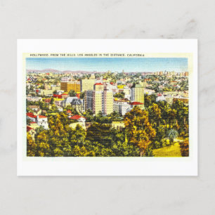 Cartão Postal Vintage View de Hollywood, Califórnia,
