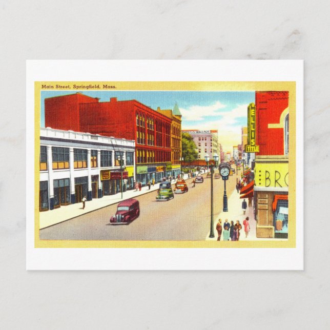 Cartão Postal Vintage View de Springfield, Massachusetts (Frente)