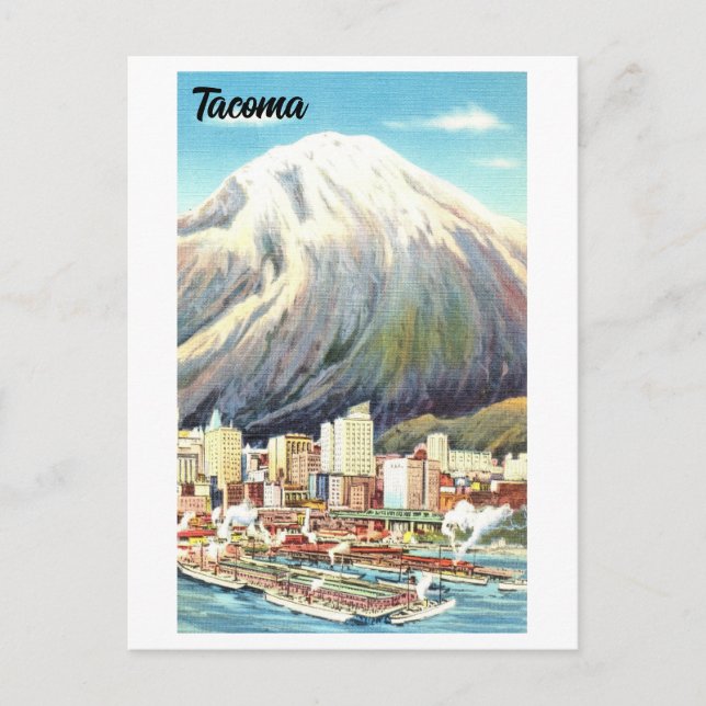 Cartão Postal Vintage View de Tacoma, Washington, (Frente)