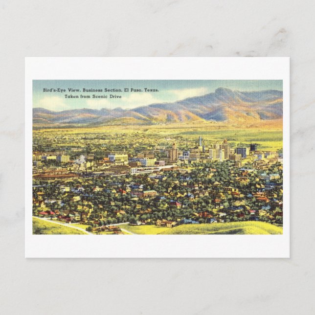 Cartão Postal Vintage View of El Paso, Texas (Frente)