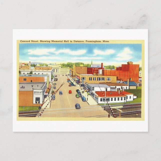 Cartão Postal Vintage View of Framingham, Massachusetts, (Frente)