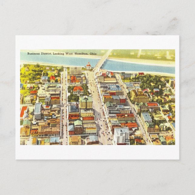 Cartão Postal Vintage View of Hamilton, Ohio, (Frente)