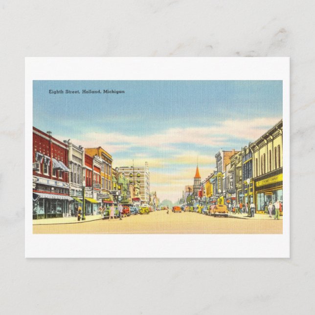 Cartão Postal Vintage View of Holland, Michigan, (Frente)