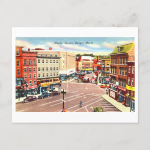 Cartão Postal Vintage View of Market Square em Bangor, Maine,