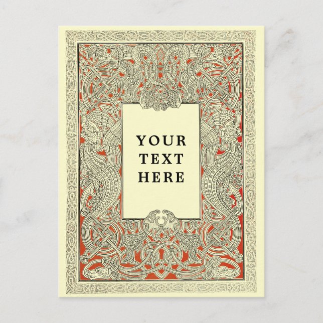 Cartão Postal Vintage Viking Celtic Dragon (Frente)