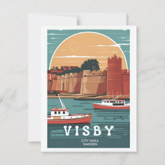 Cartão postal Vintage Visby City Wall - Sueco Retr