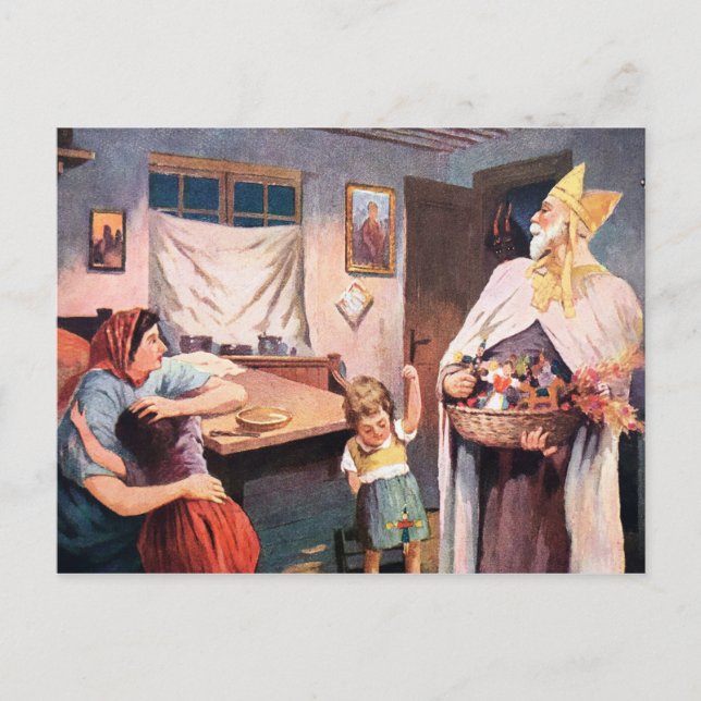 Cartão Postal Vintage Visitando Krampus (Frente)