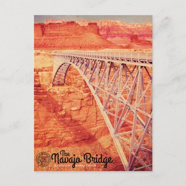 Cartão Postal Vintage Visite a Arizona Navajo Bridge (Frente)