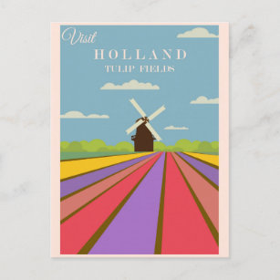 Cartão Postal Vintage Visite o Poster de viagens Holland Tulip F
