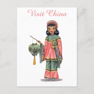 Cartão Postal Vintage Visite o Viagem chinês chinês