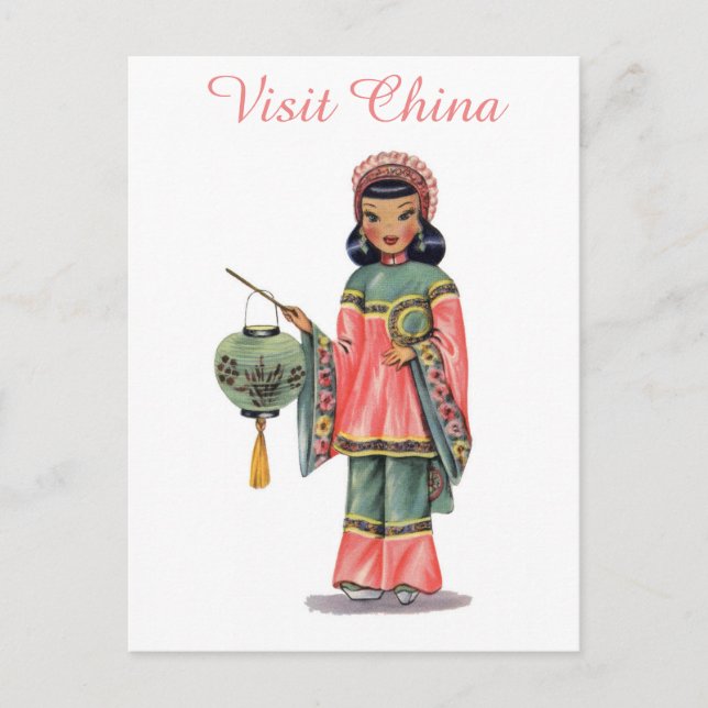 Cartão Postal Vintage Visite o Viagem chinês chinês (Frente)