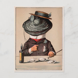 Cartão postal vintage vitoriano de comer ostras