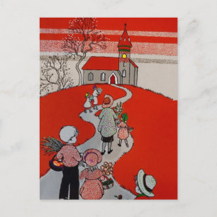 Cartão Postal Vintage Walk to Church