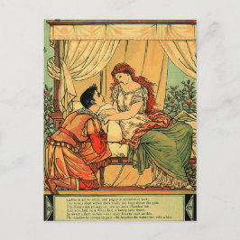 Cartão Postal Vintage Walter Crane Dormindo Bela Leitura Conto