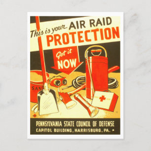 Cartão postal Vintage Wartime Air Raid Protection