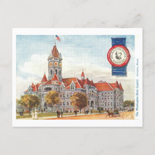 Cartão Postal Vintage Washington Capitol com Cartaz de Selo