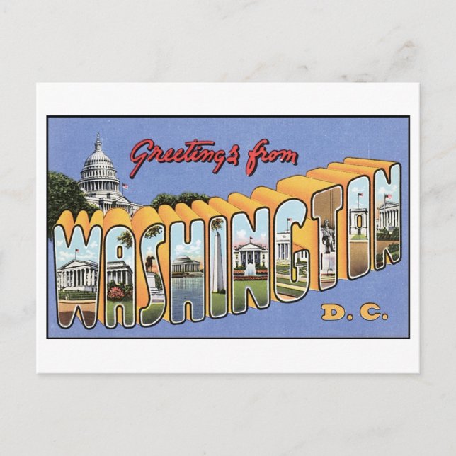 Cartão Postal Vintage Washington, Cartão-postal DC (Frente)