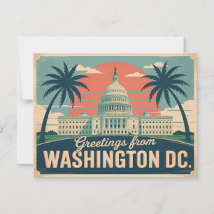 Cartão postal Vintage Washington DC   Saudações de