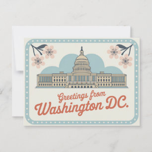 Cartão postal Vintage Washington DC   Saudações de