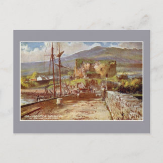 Cartão Postal Vintage watercolor Castle do Rei John Carlingford
