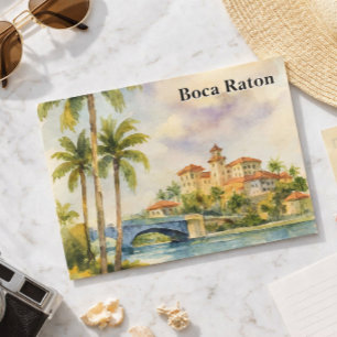 Cartão Postal Vintage Watercolor de Scense Boca Raton FL