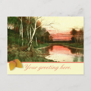 Cartão Postal Vintage Watercolor Fall Landscape Scense postais