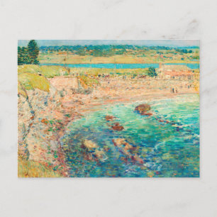 Cartão Postal Vintage Watercolor Seaside Beach Cliff Art