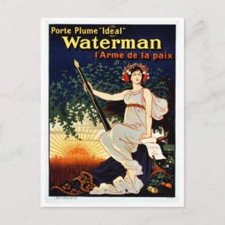 Cartão Postal Vintage Waterman fountain caneta publicidade