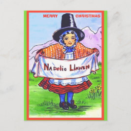 Cartão postal Vintage Welsh Christmas Nadolig Llaw