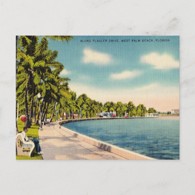 Cartão Postal Vintage West Palm Beach, Flórida (Frente)