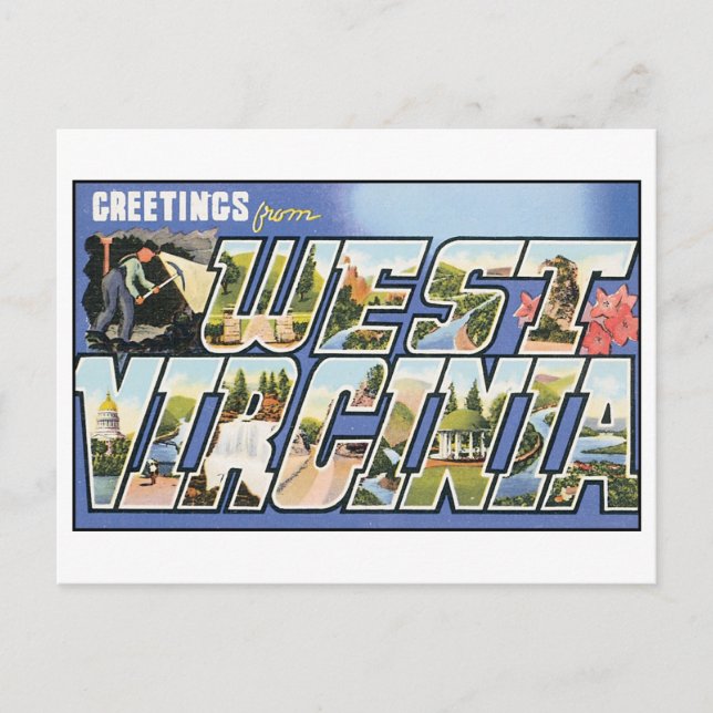 Cartão postal Vintage West Virginia (Frente)
