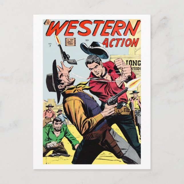 Cartão Postal Vintage Western Action Cobrir (Frente)