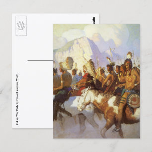 Cartão Postal Vintage Western Art, Partido da Guerra da Índia p