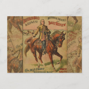 Cartão Postal Vintage Western Buffalo Bill Wild West Show Poster