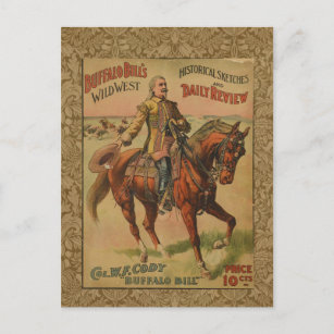 Cartão Postal Vintage Western Buffalo Bill Wild West Show Poster