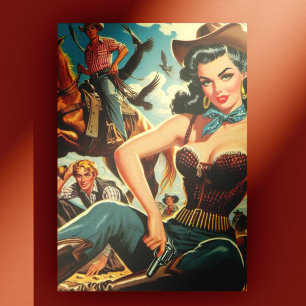 Cartão Postal Vintage Western Country Girl