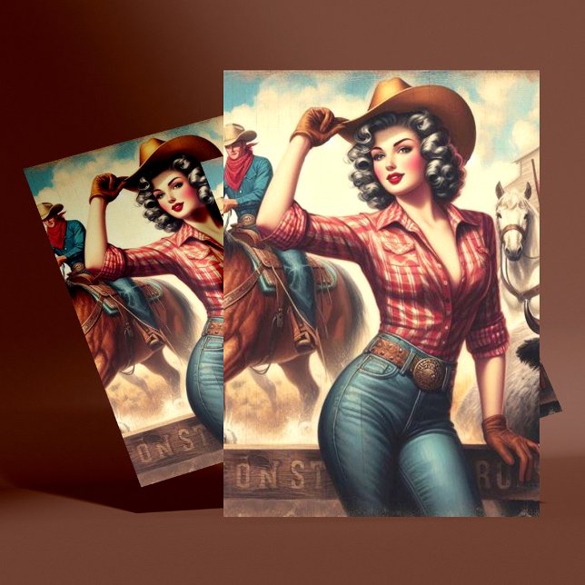 Cartão Postal Vintage Western Cowgirl (Criador carregado)